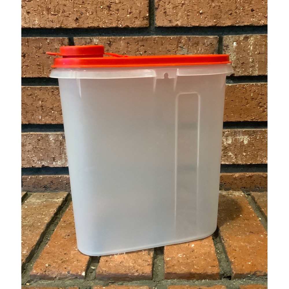 Vintage Tupperware Clear Container‎ #587-3 Red Lid #588-5